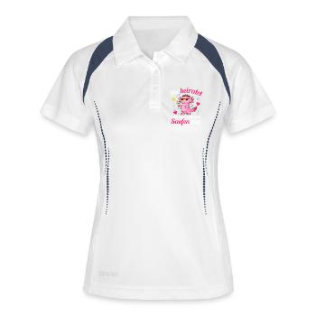 Junggesellenabschied Hochzeit Braut Trauzeugin - Frauen Polo atmungsaktiv - Weiß/Navy - Vorne