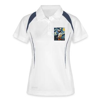 Puffin Bird Van Gogh Style Starry Night - Women's Polo breathable - white/navy - Front