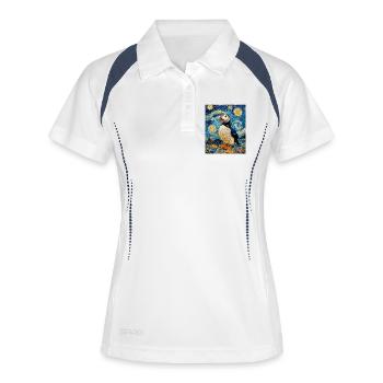 Puffin Bird Van Gogh Style Starry Night - Women's Polo breathable - white/navy - Front
