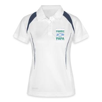pudel hunde papa - Frauen Polo atmungsaktiv - Weiß/Navy - Vorne