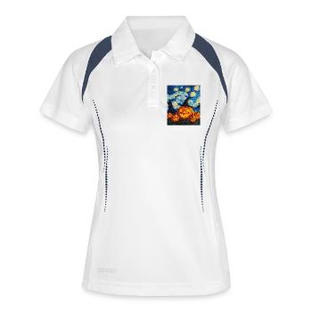 Kürbis Halloween Van Gogh Style Starry Night - Frauen Polo atmungsaktiv - Weiß/Navy - Vorne