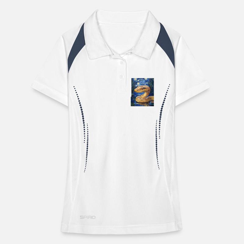 Serpent Python Style Van Gogh Nuit étoilée Polo respirant Femme