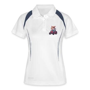 Nashorn Traktor Farmer - Frauen Polo atmungsaktiv - Weiß/Navy - Vorne