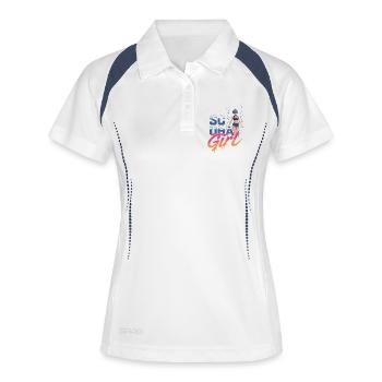 Scuba Girl Taucherin Design - Frauen Polo atmungsaktiv - Weiß/Navy - Vorne