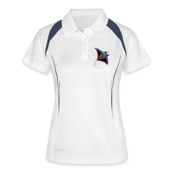 Manta Rochen Teufelsrochen Stachelrochen Taucher - Frauen Polo atmungsaktiv - Weiß/Navy - Vorne