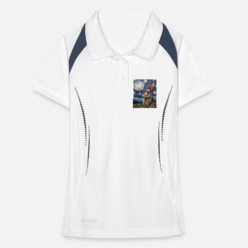 Bunny Rabbit Bunny Van Gogh Style Starry Night Women's Polo breathable