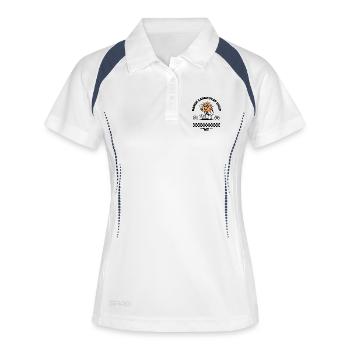 Chase Dreams Not Riches Motivational - Frauen Polo atmungsaktiv - Weiß/Navy - Vorne