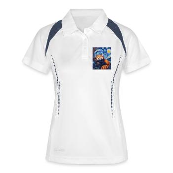 Panda roux Ours Style Van Gogh Nuit étoilée - Polo respirant Femme - blanc/marine - Devant
