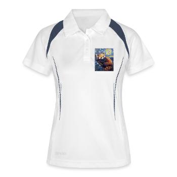 Panda roux Ours Style Van Gogh Nuit étoilée - Polo respirant Femme - blanc/marine - Devant