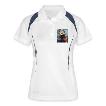 Roter Panda Bär Van Gogh Style Starry Night - Frauen Polo atmungsaktiv - Weiß/Navy - Vorne