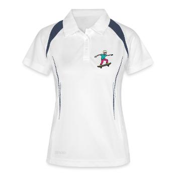 Skeleton Skater – Neon Skateboard Ride - Women's Polo breathable - white/navy - Front