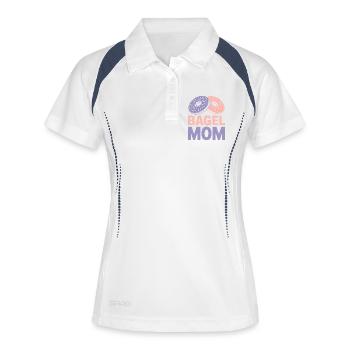 Bagels Spruch Bagel Mama Lustiges Bagels Geschenk - Frauen Polo atmungsaktiv - Weiß/Navy - Vorne