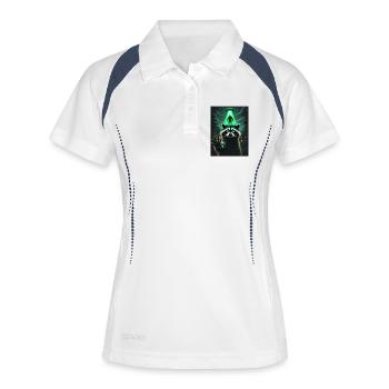 Faisceau lumineux OVNI et raton laveur de forêt - Polo respirant Femme - blanc/marine - Devant