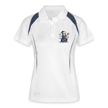 MEchanic Weihnachten Sport Weihnachtsmann - Frauen Polo atmungsaktiv - Weiß/Navy - Vorne