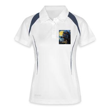 Werwolf Wolf Van Gogh Style - Frauen Polo atmungsaktiv - Weiß/Navy - Vorne