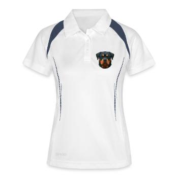 Polygone Rottweiler – Conception géométrique pour chien - Polo respirant Femme - blanc/marine - Devant