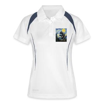 Werwolf Wolf Van Gogh Style - Frauen Polo atmungsaktiv - Weiß/Navy - Vorne