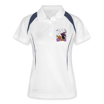 Trop mignon pour être effrayé - Chat sorcière mignon - Polo respirant Femme - blanc/marine - Devant