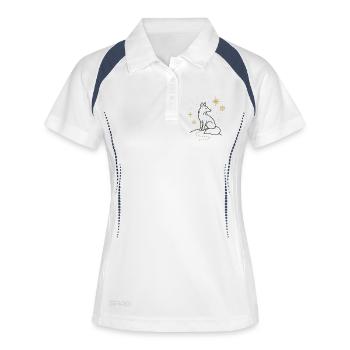 Silhouette de loup de lune avec des étoiles - Polo respirant Femme - blanc/marine - Devant