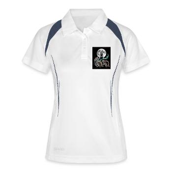 Waschbären Unter Dem Vollmond Im Nachtwald - Frauen Polo atmungsaktiv - Weiß/Navy - Vorne