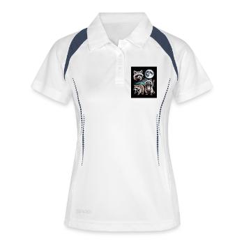 Waschbären Unter Dem Vollmond Nachtwald - Frauen Polo atmungsaktiv - Weiß/Navy - Vorne