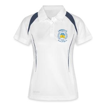 Limoncello Per Favore Italia Amalfiküste - Frauen Polo atmungsaktiv - Weiß/Navy - Vorne