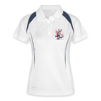 Buntes Skateferret Farbspritzer - Frauen Polo atmungsaktiv - Weiß/Navy - Vorne