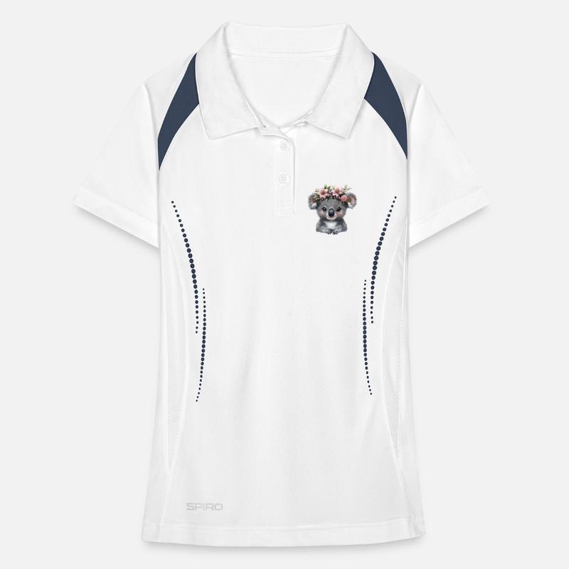 Koala avec illustration de couronne de fleurs Polo respirant Femme
