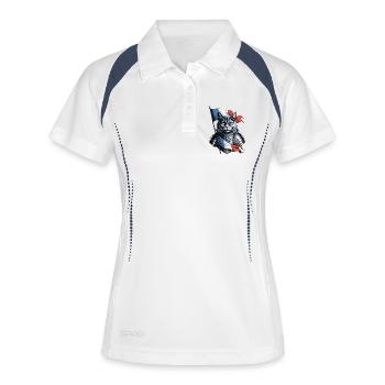 Frankreich Katze Ritter - Frauen Polo atmungsaktiv - Weiß/Navy - Vorne