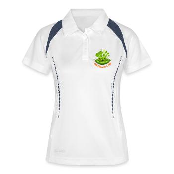 Lustige süße Zwillinge zwei Erbsen in einer Schote - Frauen Polo atmungsaktiv - Weiß/Navy - Vorne