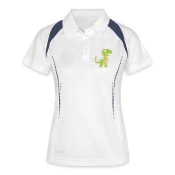 Mignon Petit dinosaure - Polo respirant Femme - blanc/marine - Devant