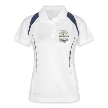 Waldbaden Wald Natur Baum Shinrin-Yoku Geschenk - Frauen Polo atmungsaktiv - Weiß/Navy - Vorne