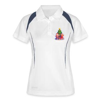 Dabbing Père Noël & Mère Noël Kawaii - Polo respirant Femme - blanc/marine - Devant