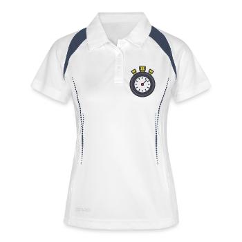 Stoppuhr - Frauen Polo atmungsaktiv - Weiß/Navy - Vorne