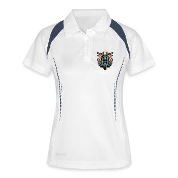 Rock and Roll Always and Forever Rockabilly 2025 - Frauen Polo atmungsaktiv - Weiß/Navy - Vorne