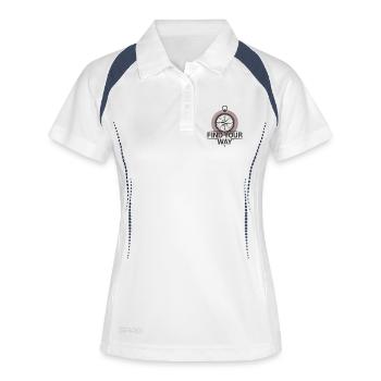 Finde Deinen Weg Kompass Abenteurer - Frauen Polo atmungsaktiv - Weiß/Navy - Vorne