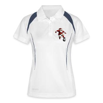 Fussballer Weihnachten / Fussball Santa - Frauen Polo atmungsaktiv - Weiß/Navy - Vorne