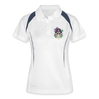 Chemise tête de mort de carnaval pour les fans de Mardi Gras - Polo respirant Femme - blanc/marine - Devant