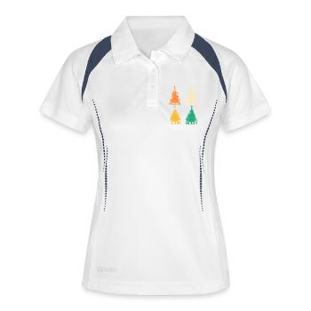 Weihnachtsmann Weihnachtsbaum Weihnachten - Frauen Polo atmungsaktiv - Weiß/Navy - Vorne
