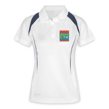 Festlicher Name Jessica Hässlicher Weihnachtsstil, Weihnachten - Frauen Polo atmungsaktiv - Weiß/Navy - Vorne