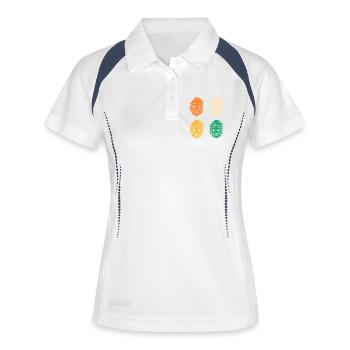 Weihnachtsmann Weihnachtsbaum Weihnachten - Frauen Polo atmungsaktiv - Weiß/Navy - Vorne