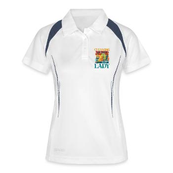 Reinigungsheldin Farbexplosion - Frauen Polo atmungsaktiv - Weiß/Navy - Vorne