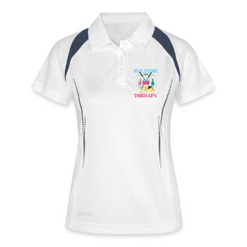 Putzen ist meine Therapie - Frauen Polo atmungsaktiv - Weiß/Navy - Vorne