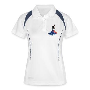 Bergsteiger am Gipfel - Frauen Polo atmungsaktiv - Weiß/Navy - Vorne