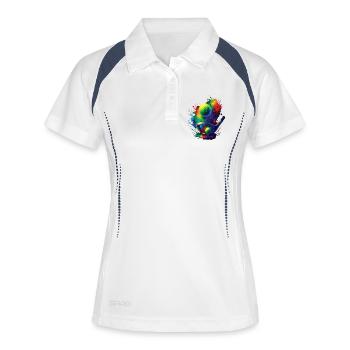 Golf Art - Illustration Vibrante pour Golfeur - Polo respirant Femme - blanc/marine - Devant