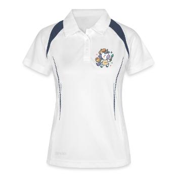 Peintre licorne créatif, Art et Couleurs - Polo respirant Femme - blanc/marine - Devant