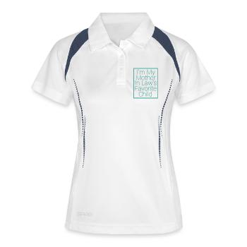 L’enfant préféré de ma belle-mère Humour familial - Polo respirant Femme - blanc/marine - Devant