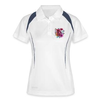 Fleurs vibrantes – la magie des couleurs - Polo respirant Femme - blanc/marine - Devant