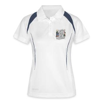 Nutritionniste : J’écris des plans de repas, coach nutritionnel - Polo respirant Femme - blanc/marine - Devant