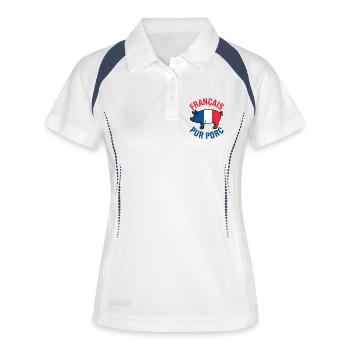 Français Pur Porc Design Humoristique - Polo respirant Femme - blanc/marine - Devant